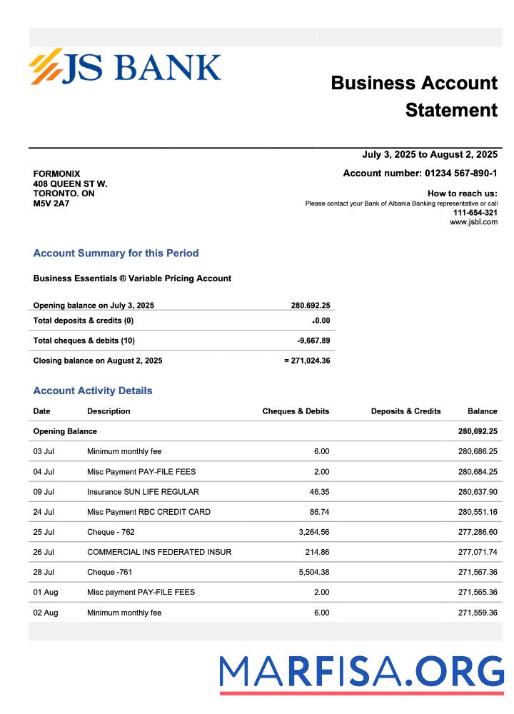 Downloadable Pakistan JS firm statement Word and PDF template